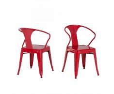 Sedia rossa da pranzo in acciaio - SUTTON