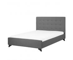 Letto matrimoniale imbottito in tessuto grigio - Letti doppi design moderno 140x200cm - AMBASSADOR