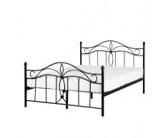 Letto matrimoniale in metallo nero - Letto design moderno - 160x200 cm - ANTLIA