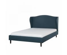 Letto matrimoniale imbottito in tessuto blu scuro - Letti doppi design moderno 140x200cm - COLMAR