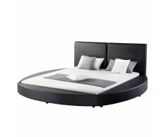 Letto matrimoniale rotondo in pelle nera - Letti doppi design moderno 160x200cm - LAVAL