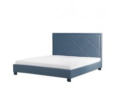 Letto matrimoniale imbottito in tessuto blu - Letti doppi design moderno 180x200cm - MARSEILLE