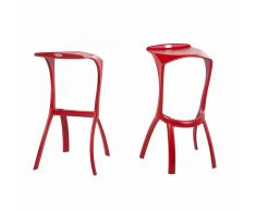 Sgabello da bar moderno in plastica rossa - BROOME