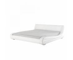 Letto matrimoniale imbottito in pelle bianca - Letti doppi design moderno 160x200cm - AVIGNON