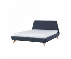 Letto blu - matrimoniale - 160x200 cm - letto in tessuto - letto con rete a doghe - VIENNE