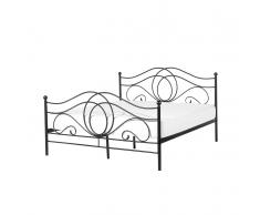 Letto design moderno in metallo nero - Letto matrimoniale in ferro - 160x200cm - LYRA