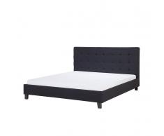 Letto matrimoniale imbottito in tessuto nero 180x200cm - Letti doppi design moderno - LA ROCHELLE