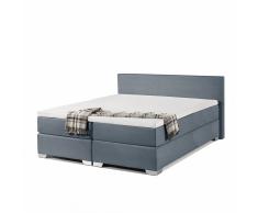 Letto boxspring matrimoniale in tessuto grigio - 160x200cm - PRESIDENT
