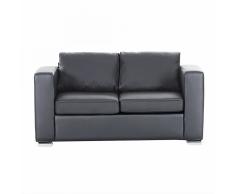 Divano nero - Sofa 2 posti - Divano in pelle - Divano moderno - HELSINKI