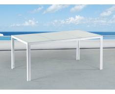 Tavolo da giardino in alluminio bianco - Piano in vetro bianco da 160cm - CATANIA