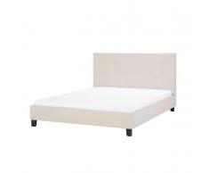 Letto matrimoniale imbottito in tessuto beige 160x200cm - Letti doppi design moderno - LA ROCHELLE