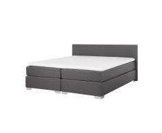 Letto boxspring matrimoniale in tessuto grigio - 180x200cm - PRESIDENT