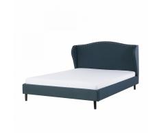 Letto matrimoniale imbottito in tessuto blu scuro - Letti doppi design moderno 160x200cm - COLMAR