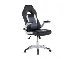Sedia da ufficio in ecopelle nera e tessuto - Sedia da gaming - DEAN