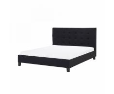 Letto matrimoniale imbottito in tessuto nero 160x200cm - Letti doppi design moderno - LA ROCHELLE