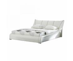 Letto matrimoniale imbottito in pelle bainca - Letti doppi design moderno 180x200cm - NANTES