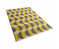 Tappeto rettangolare in tessuto grigio/giallo a pelo corto - 80x150cm - ANTALYA