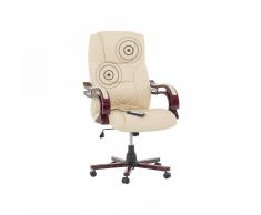 Poltrona massaggiante in pelle+ecopelle - Poltrona da ufficio beige - EMPEROR