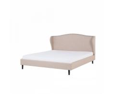 Letto matrimoniale imbottito in tessuto beige- Letti doppi design moderno 180x200cm - COLMAR
