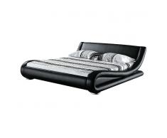 Letto matrimoniale imbottito in pelle nera - Letti doppi design moderno 160x200cm - AVIGNON