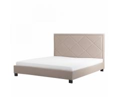 Letto matrimoniale imbottito in tessuto beige - Letti doppi design moderno 180x200cm - MARSEILLE