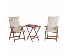 Set da balcone - Tavolino e due sedie con cuscini color crema - TOSCANA