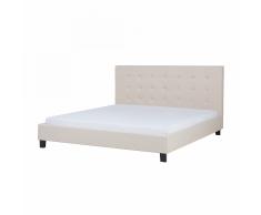 Letto matrimoniale imbottito in tessuto beige 180x200cm - Letti doppi design moderno - LA ROCHELLE