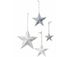 Decorazioni da appendere Stelle natalizie (set 4 pezzi) (Grigio) - bpc living