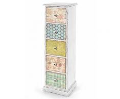 Comò Anike con 5 cassetti (Bianco) - bpc living