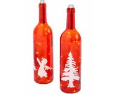 Bottiglia decorativa con luci LED Albero di Natale (Rosso) - bpc living