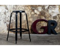 Sgabello nero con rivetti in stile vintage