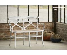 Panca Pampelune bianca in stile shabby chic