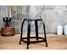 Sgabello nero con chiodi in stile vintage