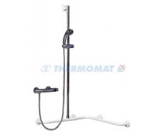 THERMOMAT Corrimano angolare con asta saliscendi a sinistra e doccia cm 67x67x120
