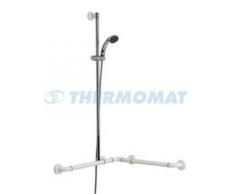 THERMOMAT Corrimano ad angolo con asta saliscendi destra o sinistra, doccia e flessibile - cm 67x67x120