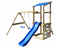 vidaXL Casetta in legno con scala, scivolo, altalene 290x260x235 cm