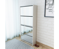 vidaXL Scarpiera 4 Strati a Specchio Bianca 63x17x134 cm