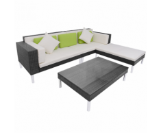 vidaXL Set da Giardino 17 pz. in Poly Rattan Nero