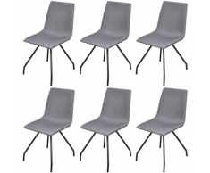 vidaXL Set 6 sedie da pranzo in tessuto grigio chiaro con gambe ferro