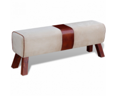 vidaXL Panca in Tessuto e Vera Pelle Marrone 120x30x45 cm