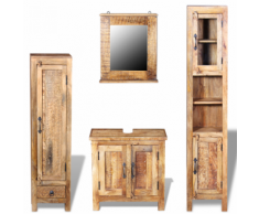 vidaXL Armadio Vanity Specchiera 2 Armadietti Legno Massello di Mango