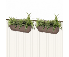 vidaXL Set 2 pz Piantatrice trapezoidale in rattan per balcone 50 cmi Marrone