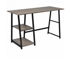 vidaXL Scrivania con 2 Ripiani Grigio e Rovere