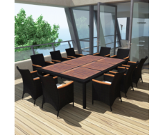 vidaXL Set Pranzo da Esterno in Poliestere Vimini Nero 200x150