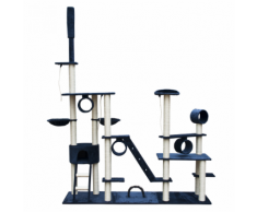 vidaXL Casina ad albero per gatto deluxe 230-260 cm Peluche blu scuro
