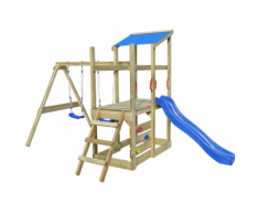 vidaXL Casetta in legno con scala, scivolo, altalene 400x226x235 cm