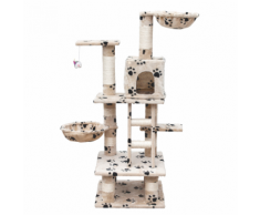 vidaXL Casina ad albero per gatto 122 cm Peluche beige con impronte