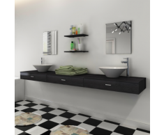 vidaXL Set 7 pz Mobili da bagno e lavandino nero
