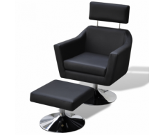 vidaXL vida XL Poltrona di pelle artificiale con poggiapiedi Nera