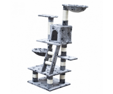 vidaXL Casina ad albero per gatto 122 cm Peluche grigio con impronte